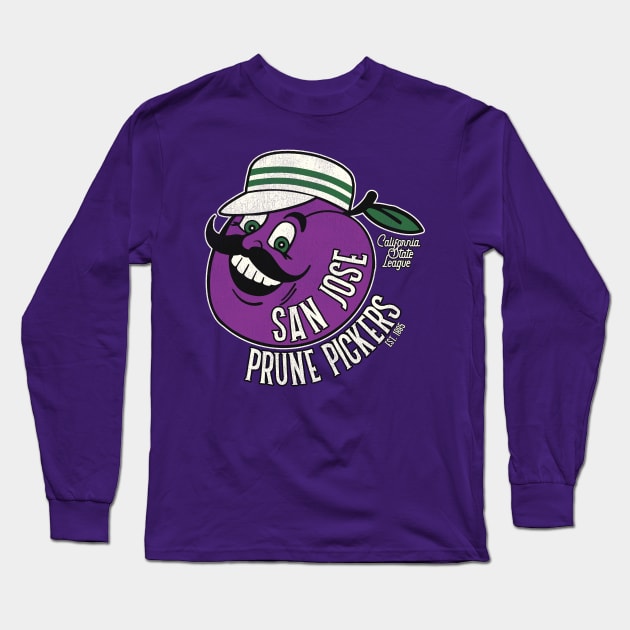 Defunct San Jose Prune Pickers Baseball Team Long Sleeve T-Shirt by Defunctland